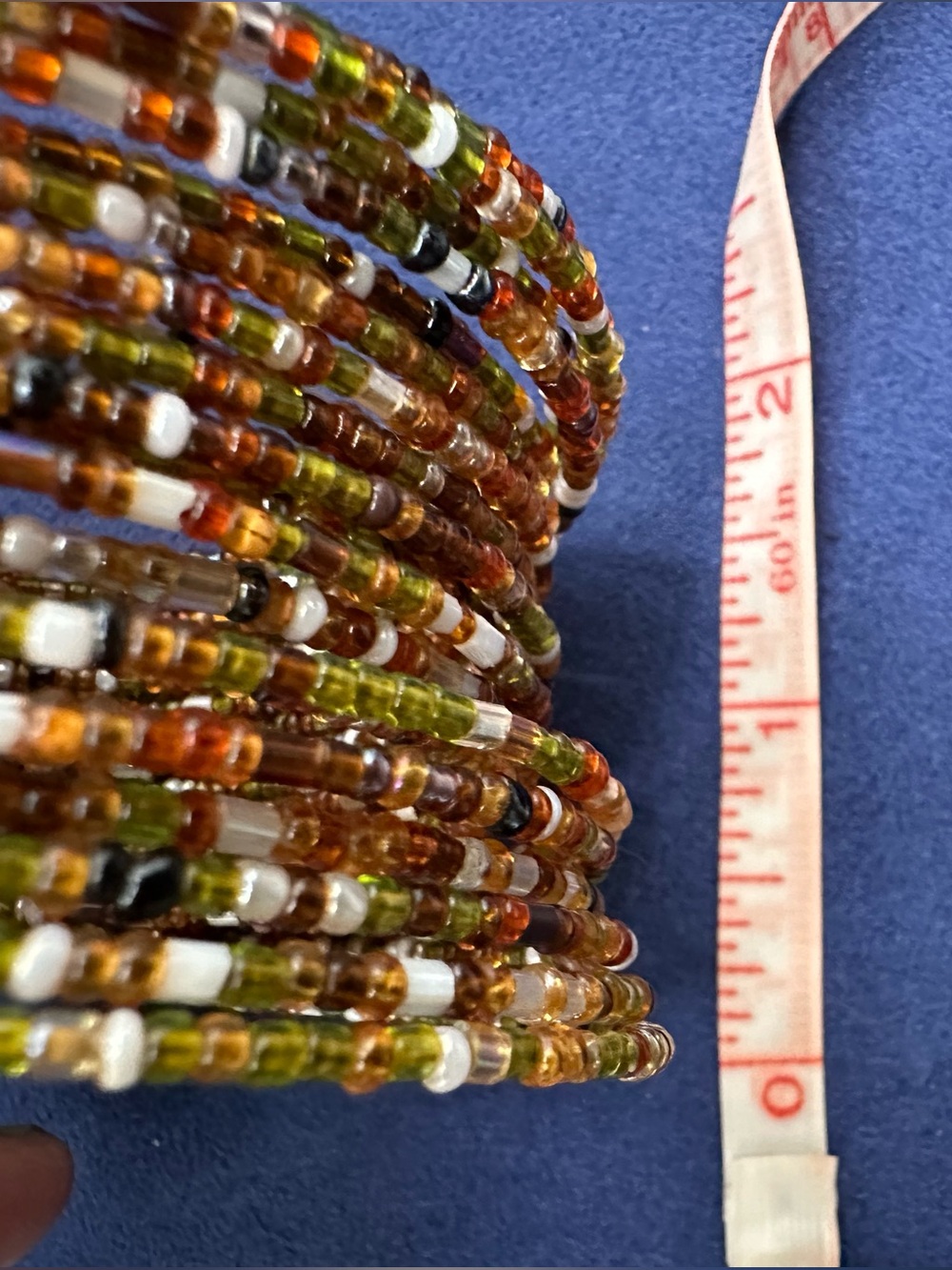 Boho Earth Tone Fall Seed Bead Multi Strand Memory Wire Cuff Wrap Bracelet - Picture 5 of 6